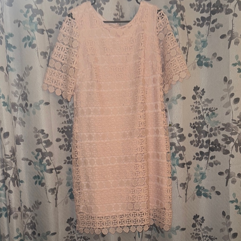 Studio I Pink Sheath Dress with Short Sleeves for Wedding Guest